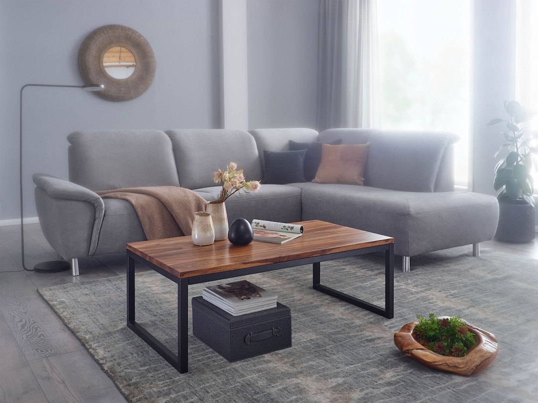 CASAVANTI Couchtisch 110 x 60 cm Schwarz/ Sheesham massiv