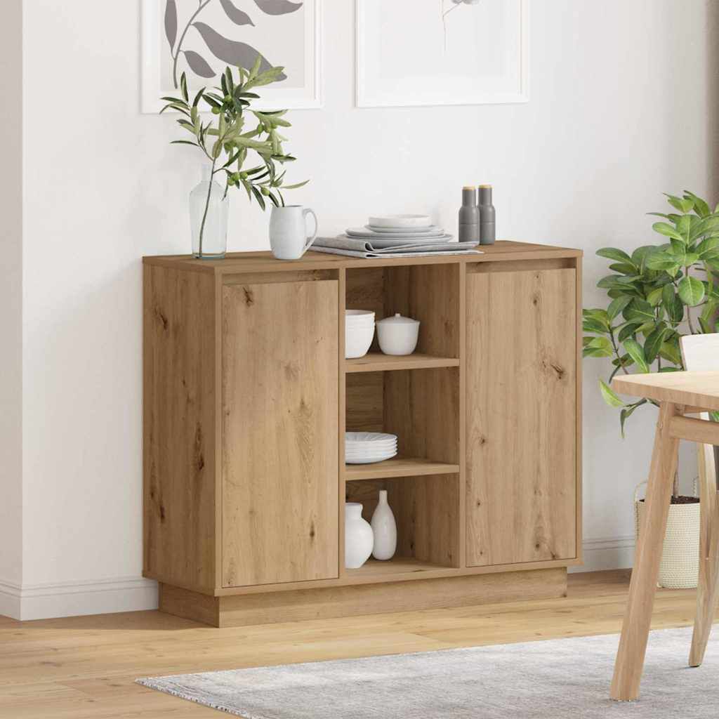 vidaXL Kast met LED-verlichting en plank ambachtelijk eiken 90 x 32 x 75 cm
