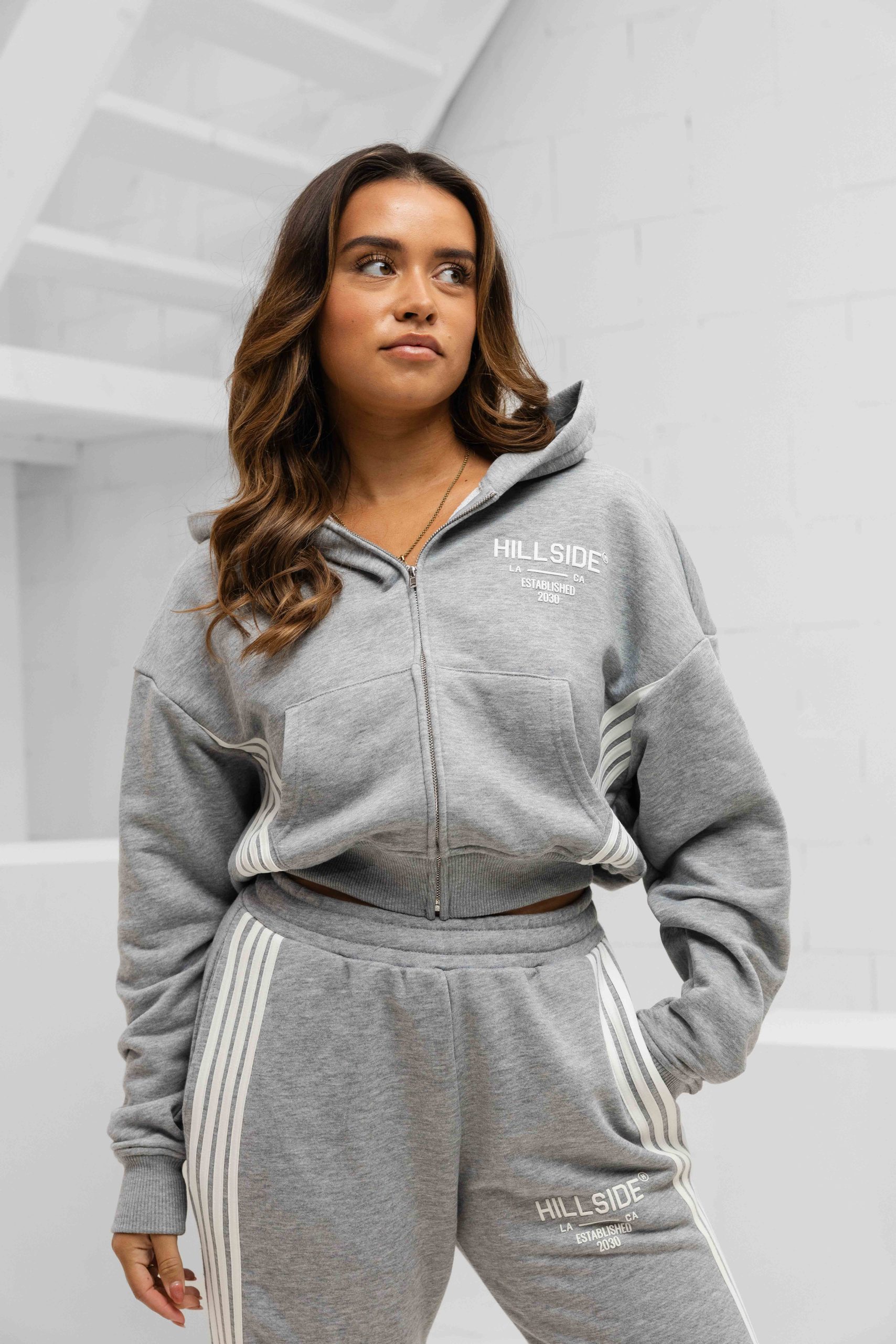 Hillside Stripe Trainingspak Dames Grijs