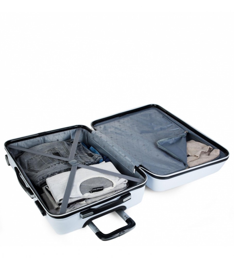 Mala rígida grande ITACA XL com 4 rodas T71670 branca - 77x48x29cm -