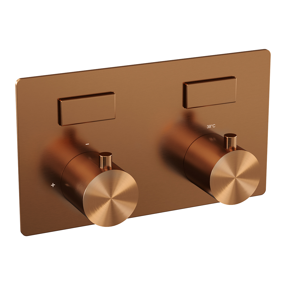 Brauer Copper Edition 2-weg inbouwthermostaat met drukknoppen koper geborsteld PVD