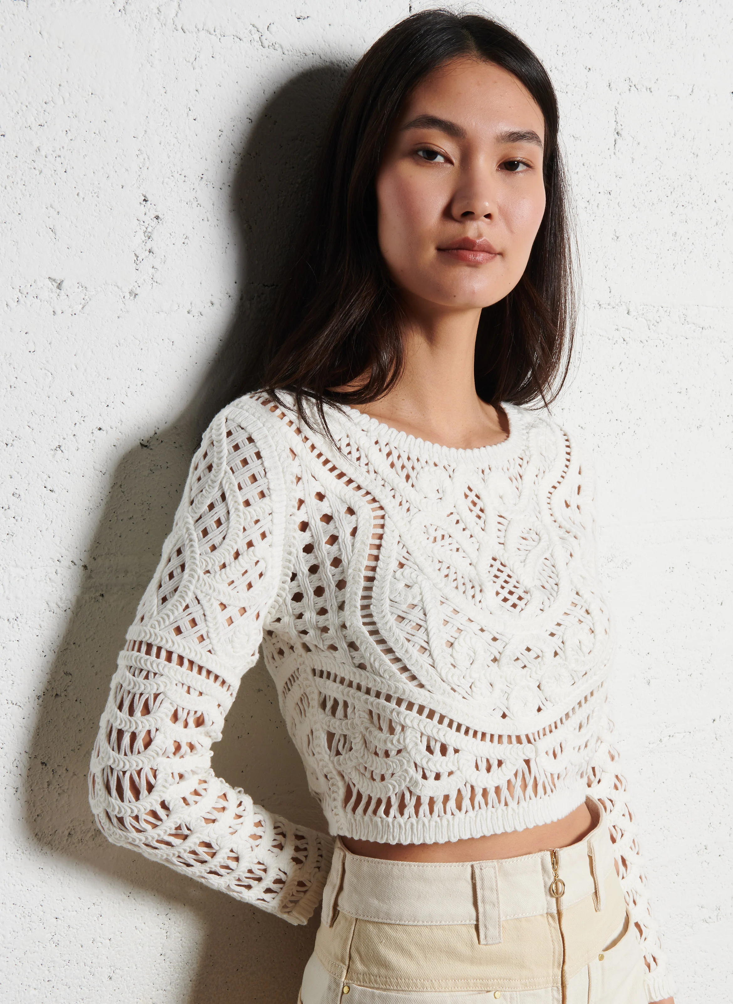 MARC - Cardigan court en coton | Blanc