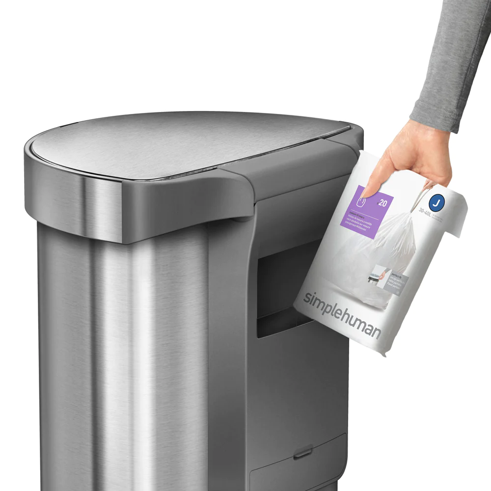 Poubelle demi-lune à capteur 45 L code J inox Simplehuman