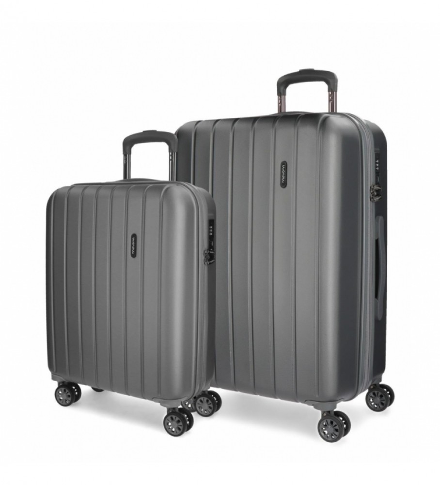 Conjunto de malas Movom Movom em madeira antracite - 38,5x55x20cm / 49x70x28cm -