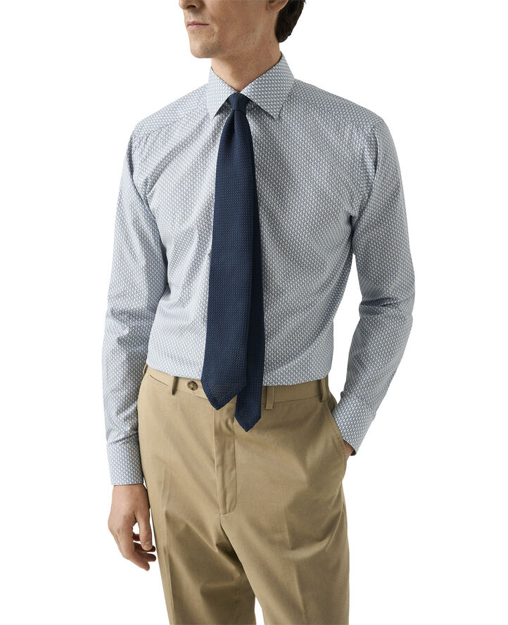 ETON Slim Fit Light blue Parrot Print Signature Twill Shirt Blå