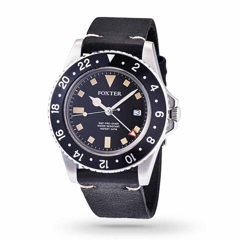 Montre Homme Foxter SIXTIES2 en cuir noir