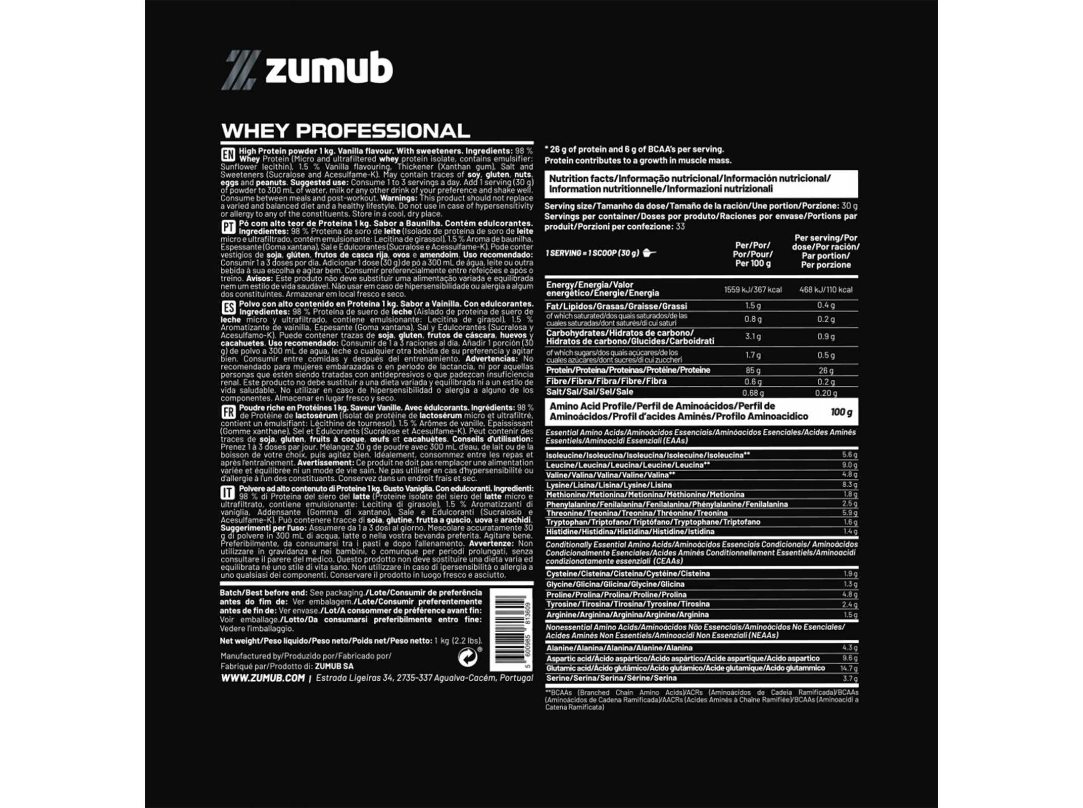 PROTEINA WHEY ZUMUB BAUNILHA 1KG