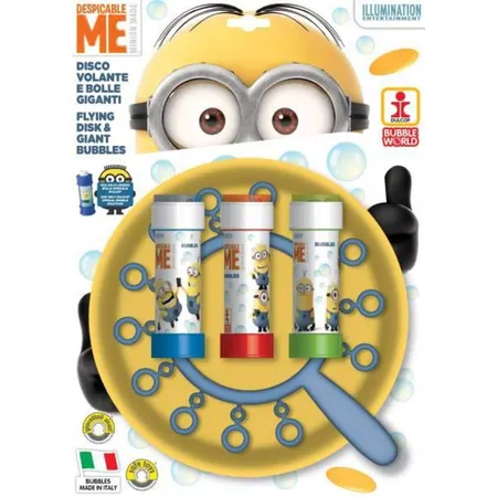 Dulcop Großer Ring Minions Seifenblasen, 3 x 60ml und Flugscheibe