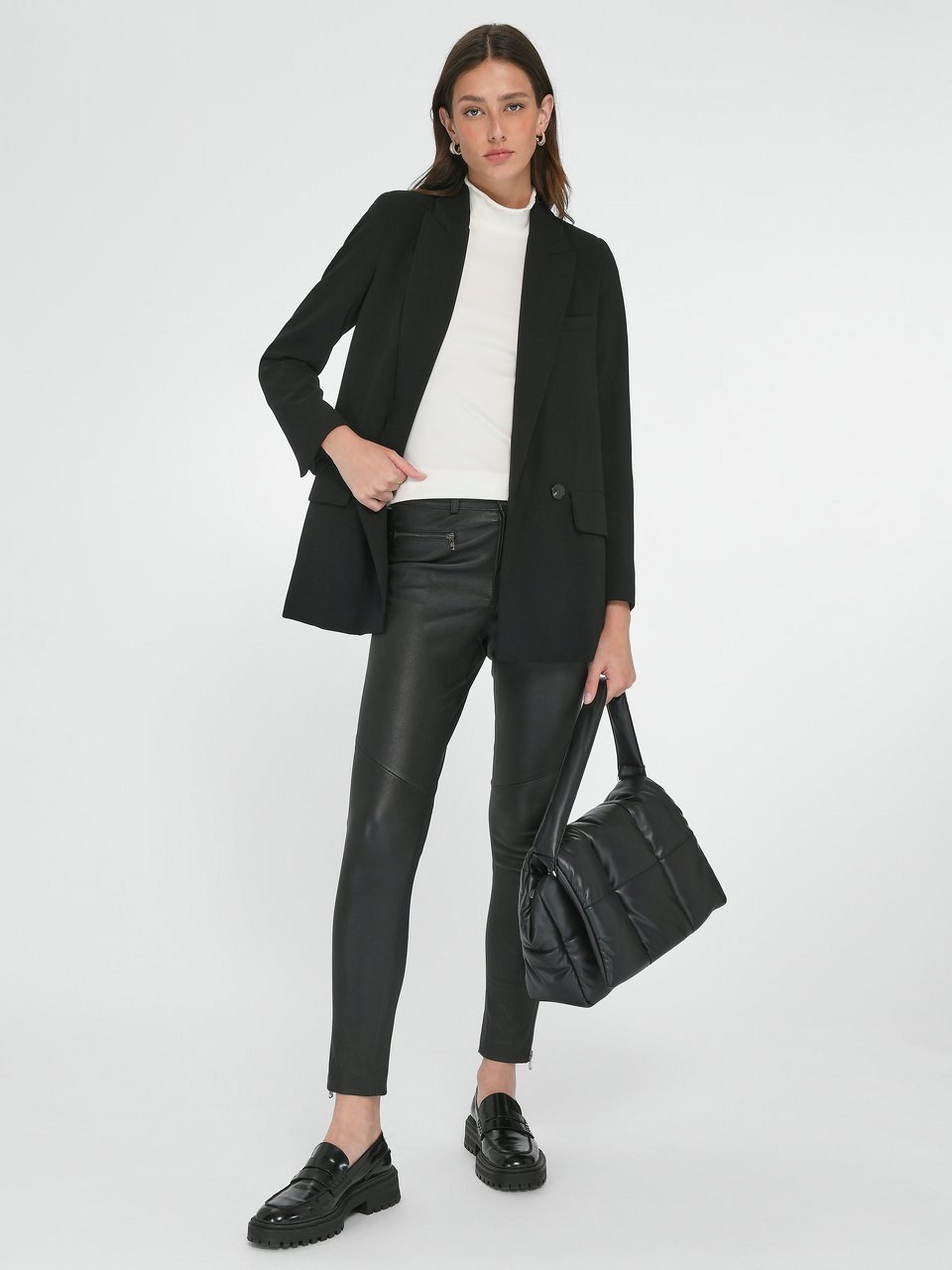 Knöchellange „High Waist“-Lederhose