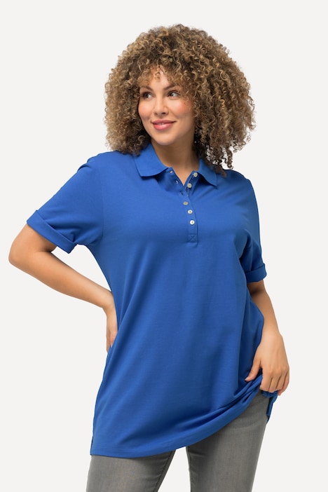 Poloshirt, Piqué, Polokragen, Samt-Knopfleiste, Halbarm