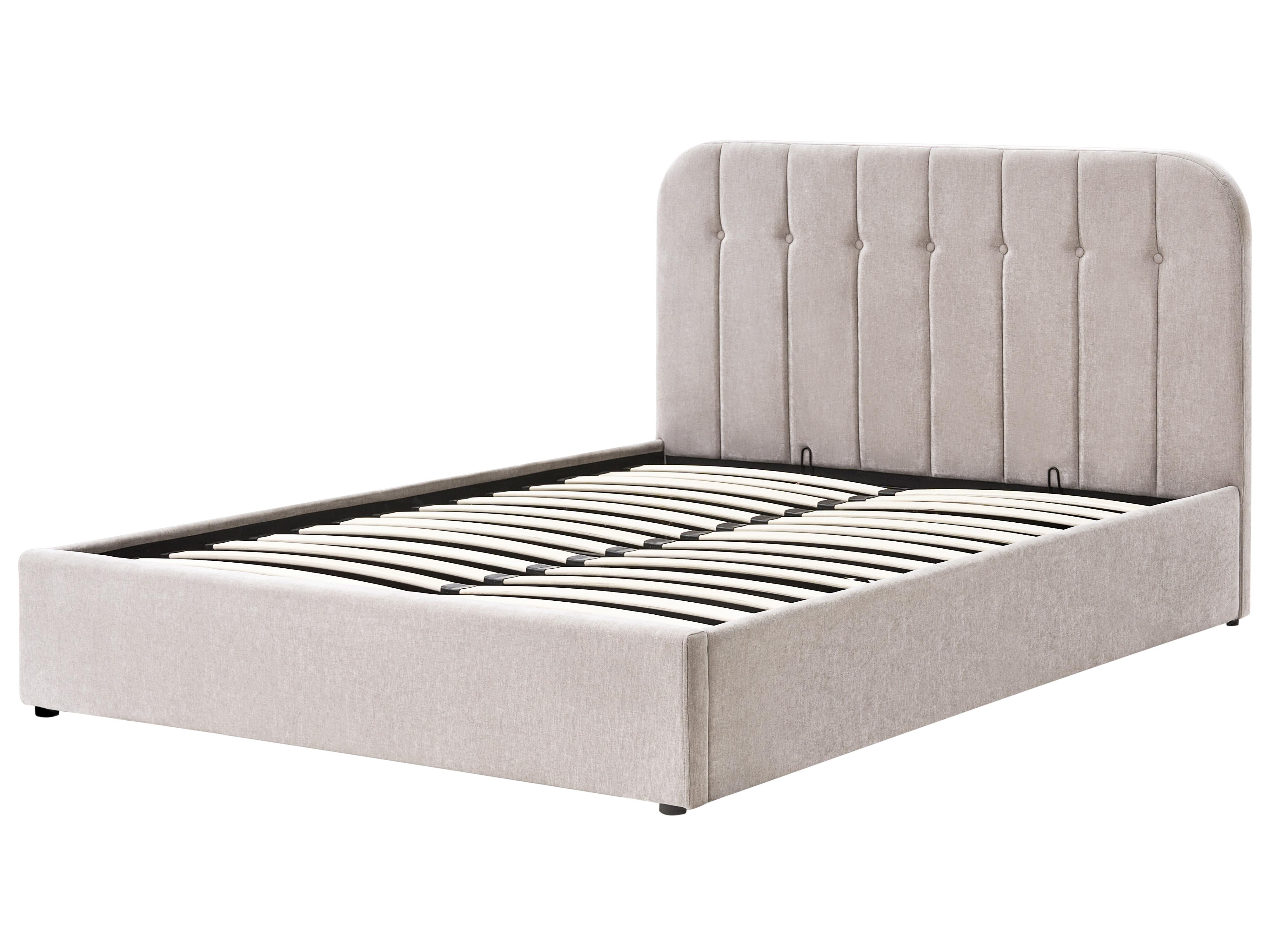 Bed met opbergruimte Chenille CHALLANS 160 x 200 cm Taupe
