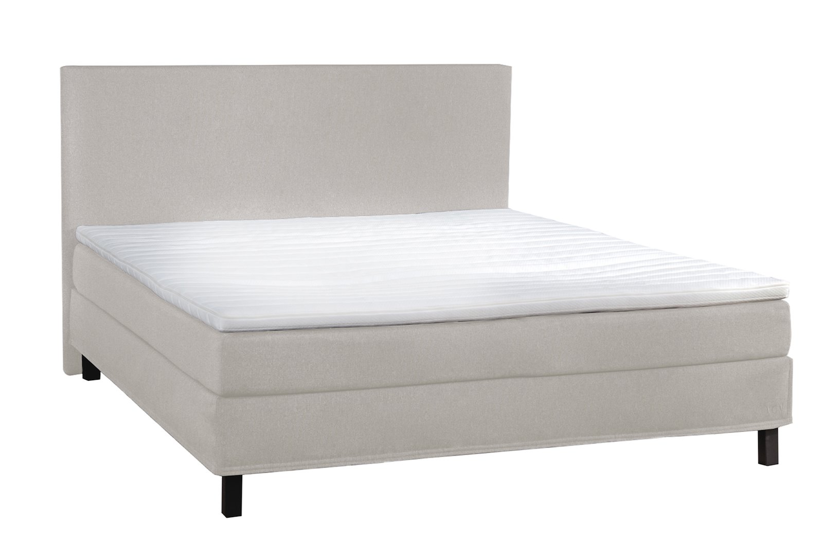XOV Komfort 2 kontinental 180x200 cm Tekstil Inari Beige 22, XOV Komfort 3 overmadrass og sorte ben 15 cm