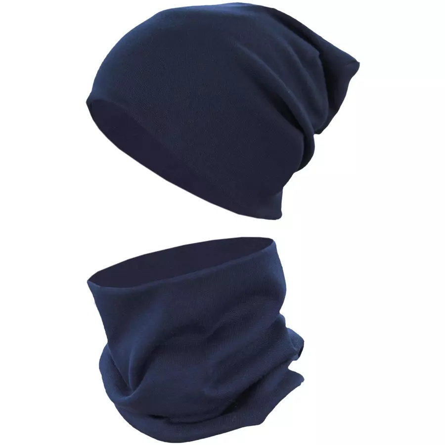 TupTam Unisex Kinder Beanie Mütze Schlauchschal Set black denim