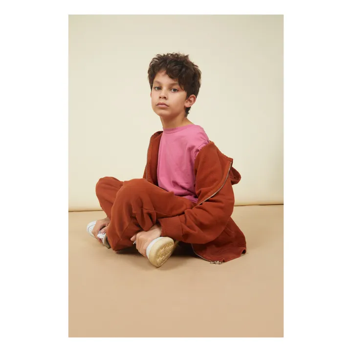 SMALLABLE BASICS Sweat A Capuche Zippé Garçon Coton Bio | Brun roux