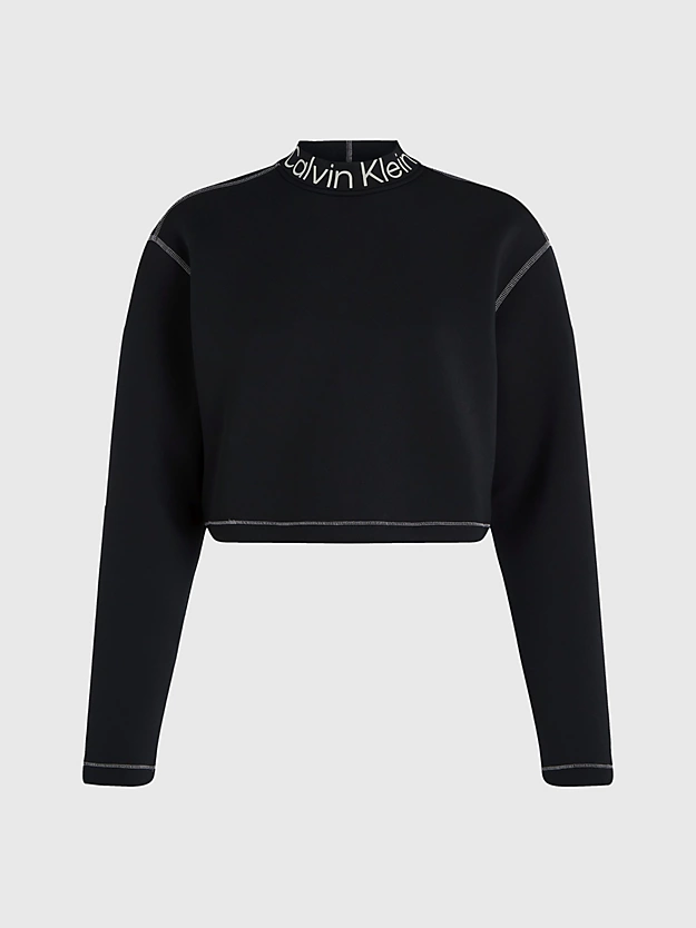 Top cropped com gola alta e logo
