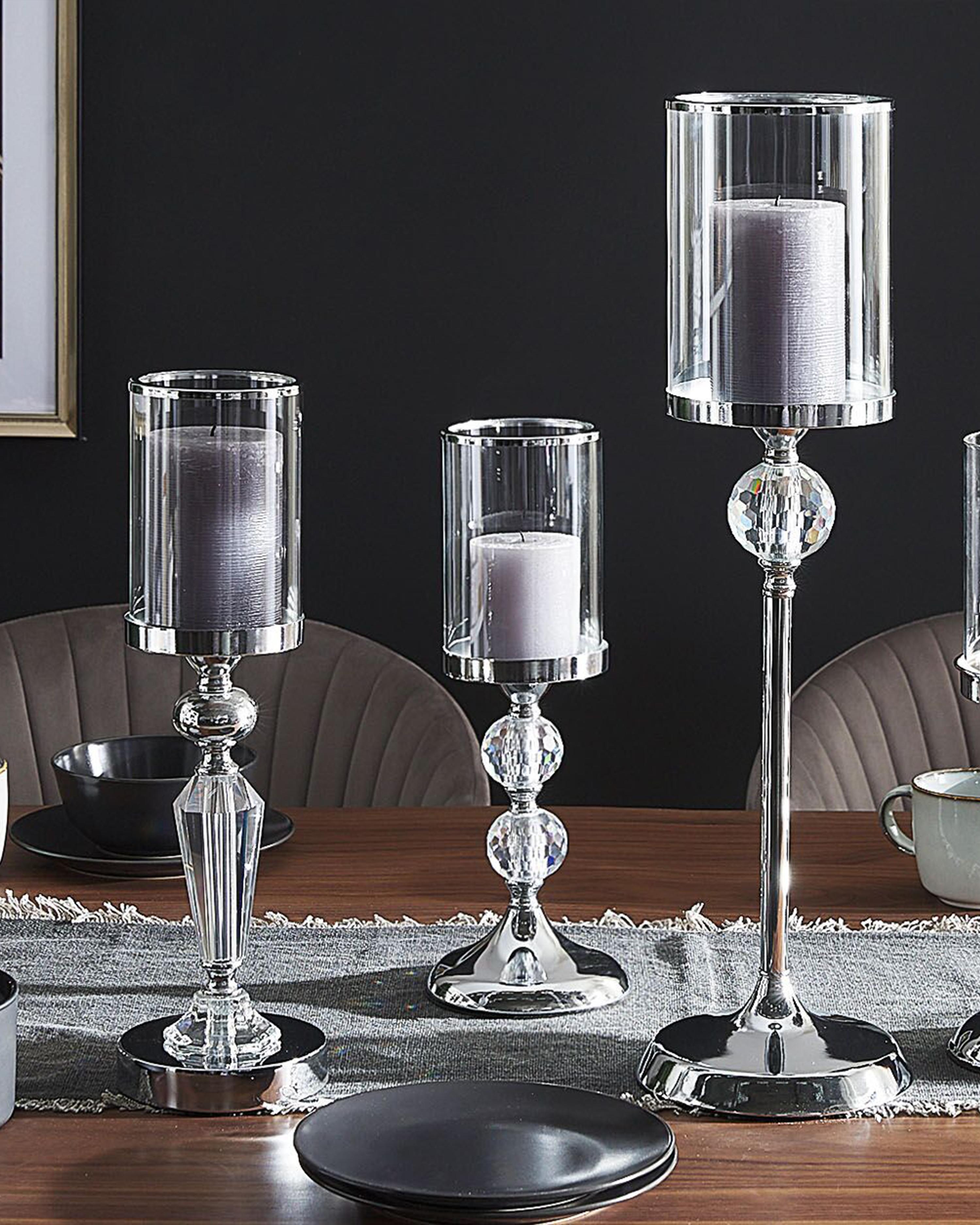 Kaarshouder COTUI Glas 36 cm Zilver