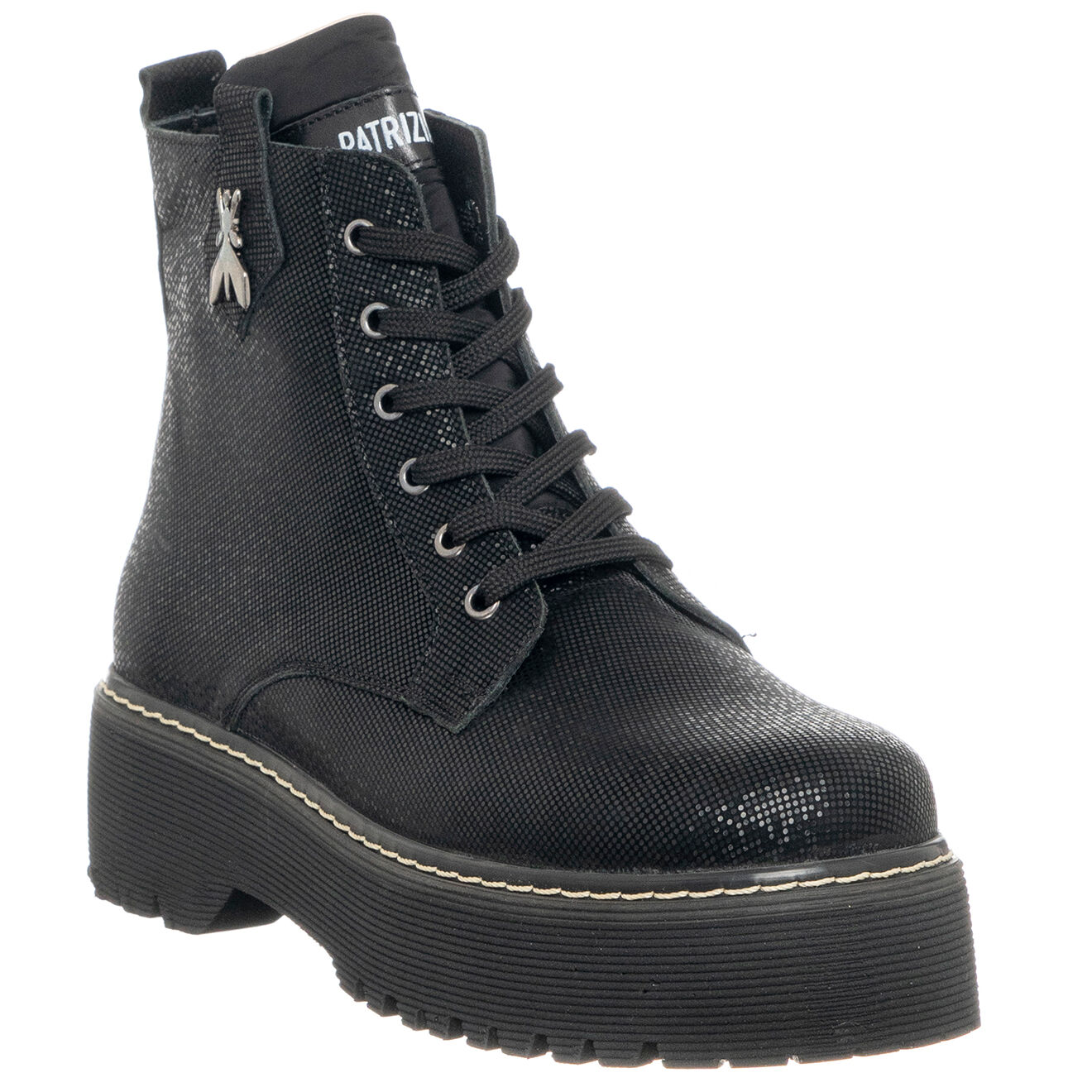 Patrizia Pepe Boots en Cuir Liam irrisées noires - Talon 5 cm