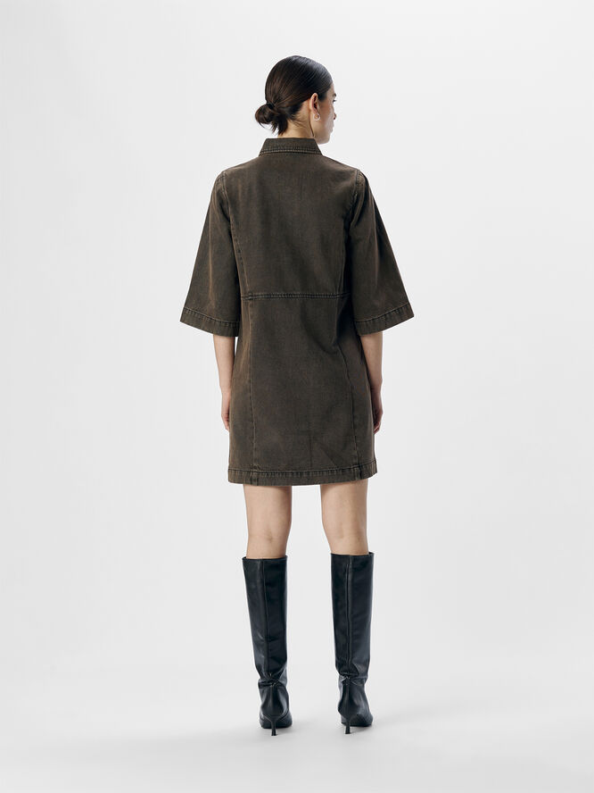 Object OBJELSIE 3/4 RE SHORT DRESS E WI 24 Morel/washed denim