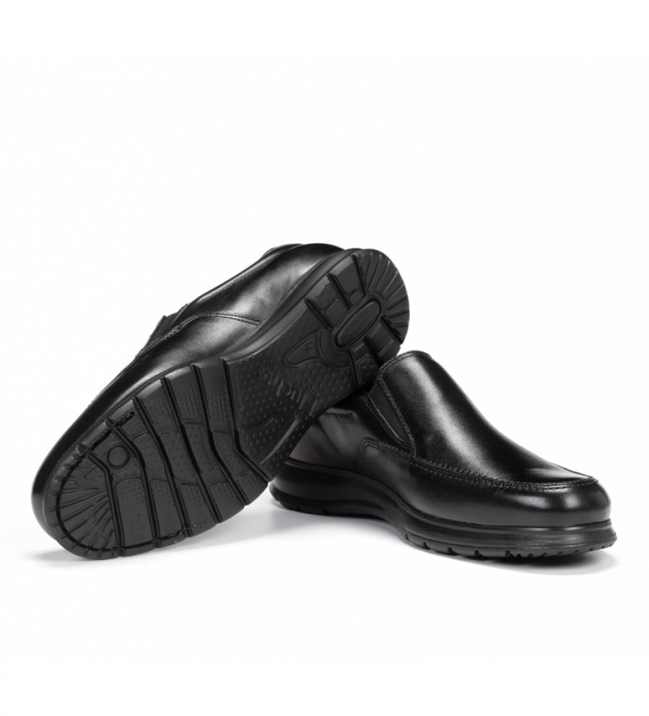 Sapatos Fluchos Zeta F0603 em couro preto macio
