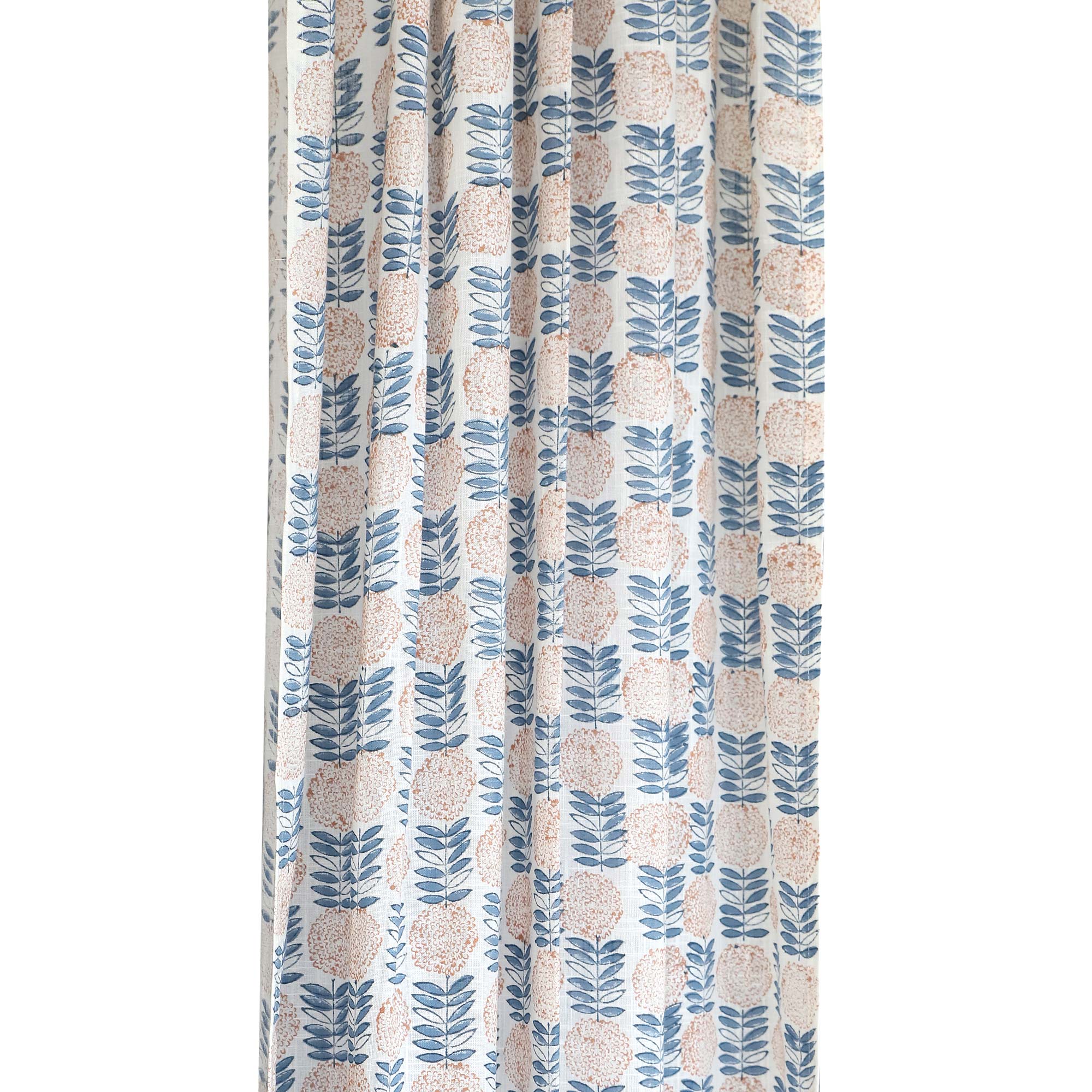 Vorhang mit Blockprint, blau-rot, H 220 cm, B 110 cm von fischer's lagerhaus