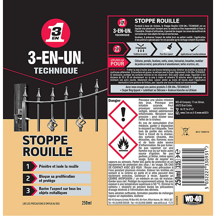 Stop Rouille 3-EN-UN TECHNIQUE 250ml