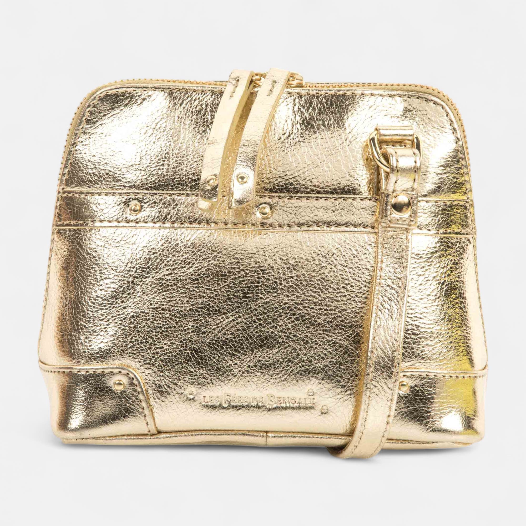 Sac bandoulière en cuir or