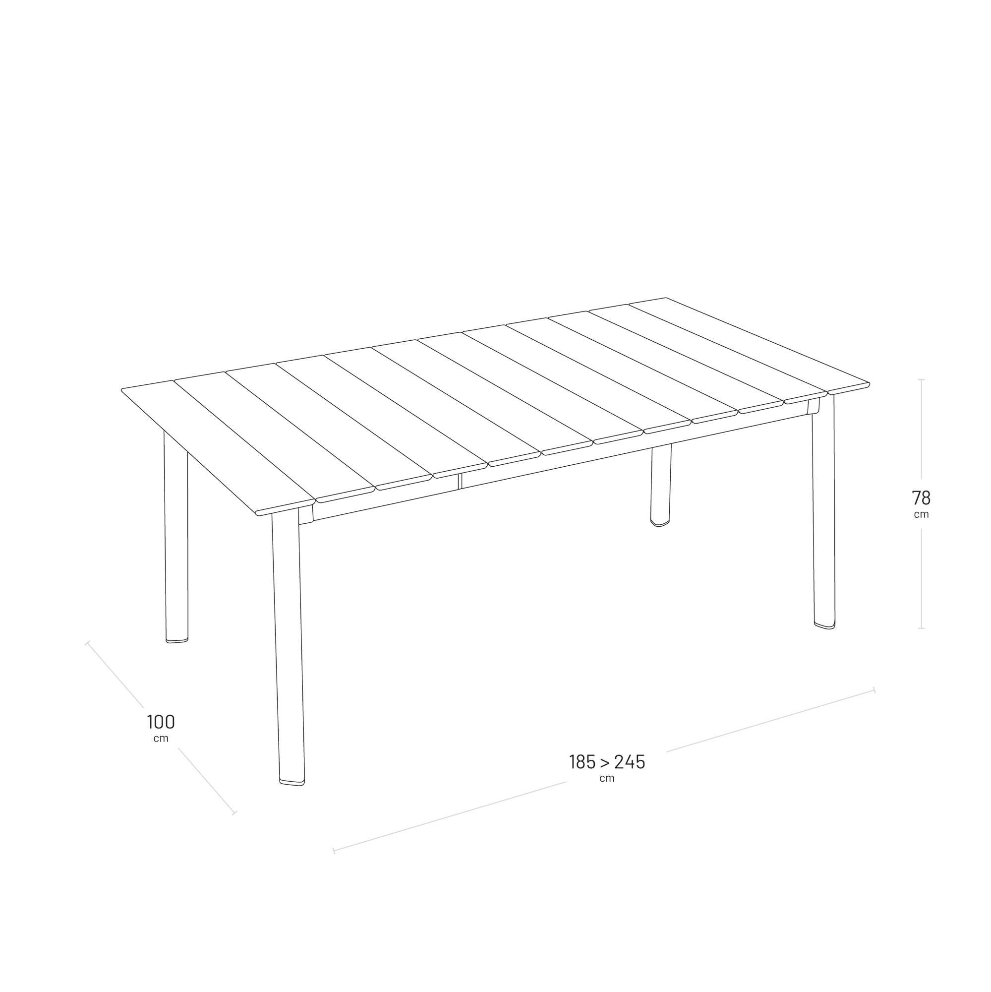 Ausziehbarer Gartentisch für 8 bis 10 Personen Oron Aluminium-Latten Grau Titane
