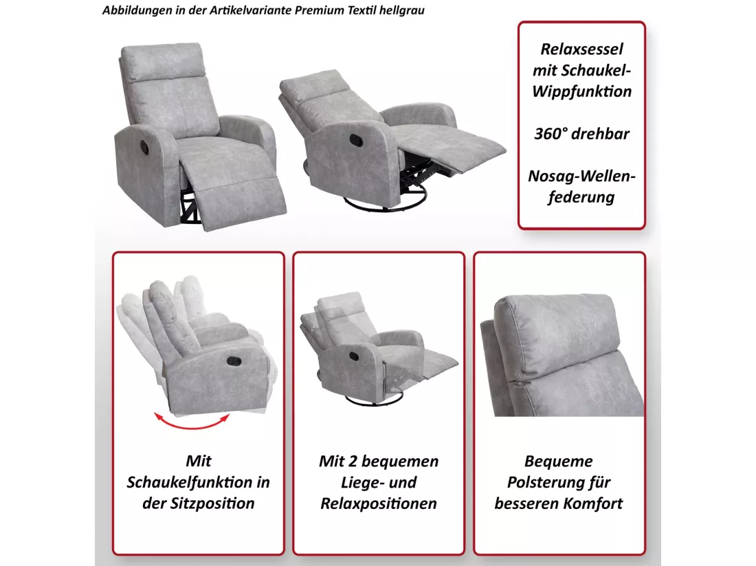 Fauteuil de télévision MCW-A54 Premium, noir