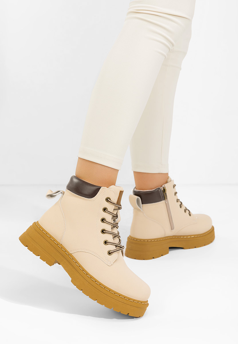 Bottines à lacets femme beige Snuvina
