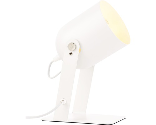 Yan witte 1-lichts tafellamp, 29 cm hoog, met in-line snoerschakelaar en draaibare kop
