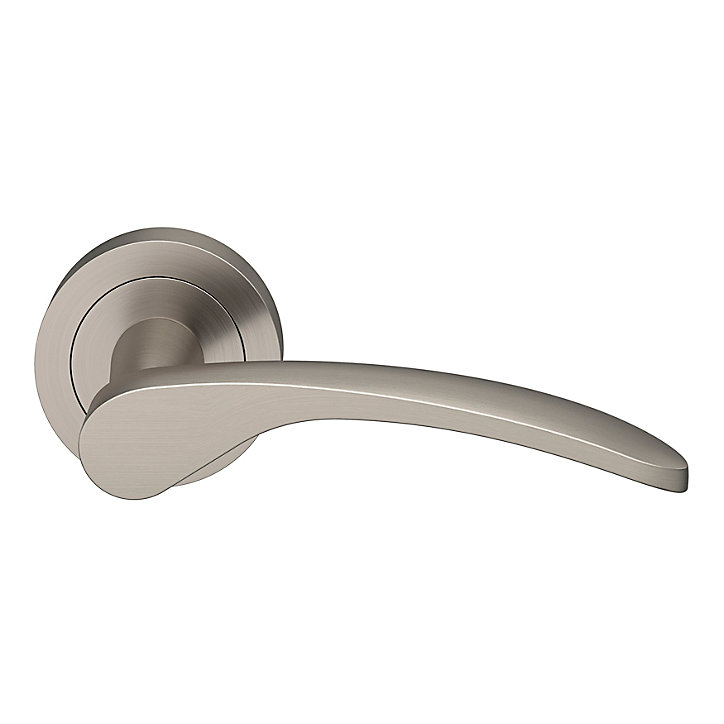 Ensemble poignée sur rosace rond à visser GoodHome Beare effet nickel satin gris Ø50mm