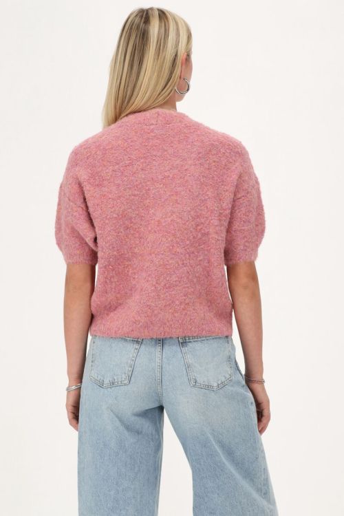 Roze boucle top met korte mouwen
