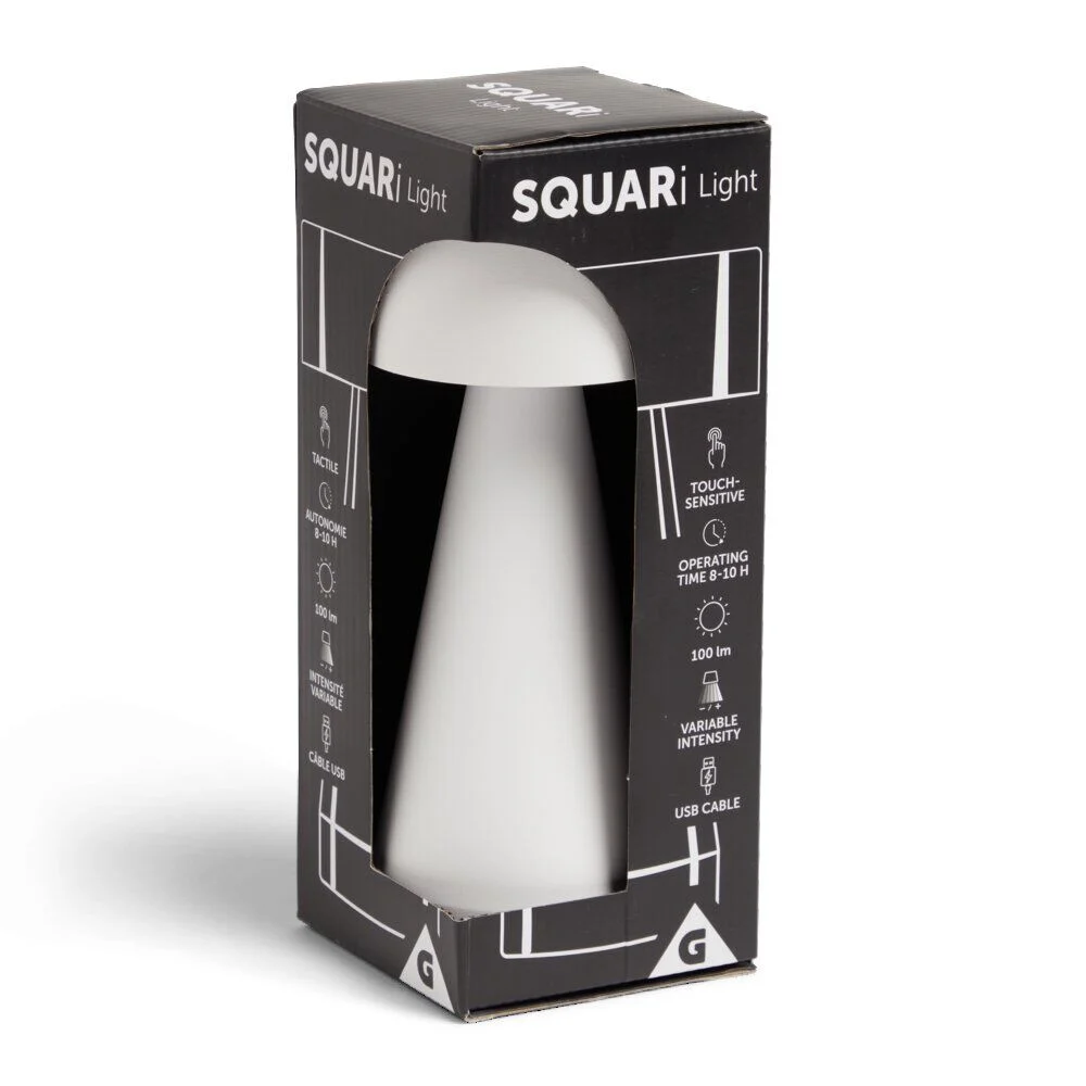 Lampe de table Squari USB tactile blanche Ø9,5xH22,5cm