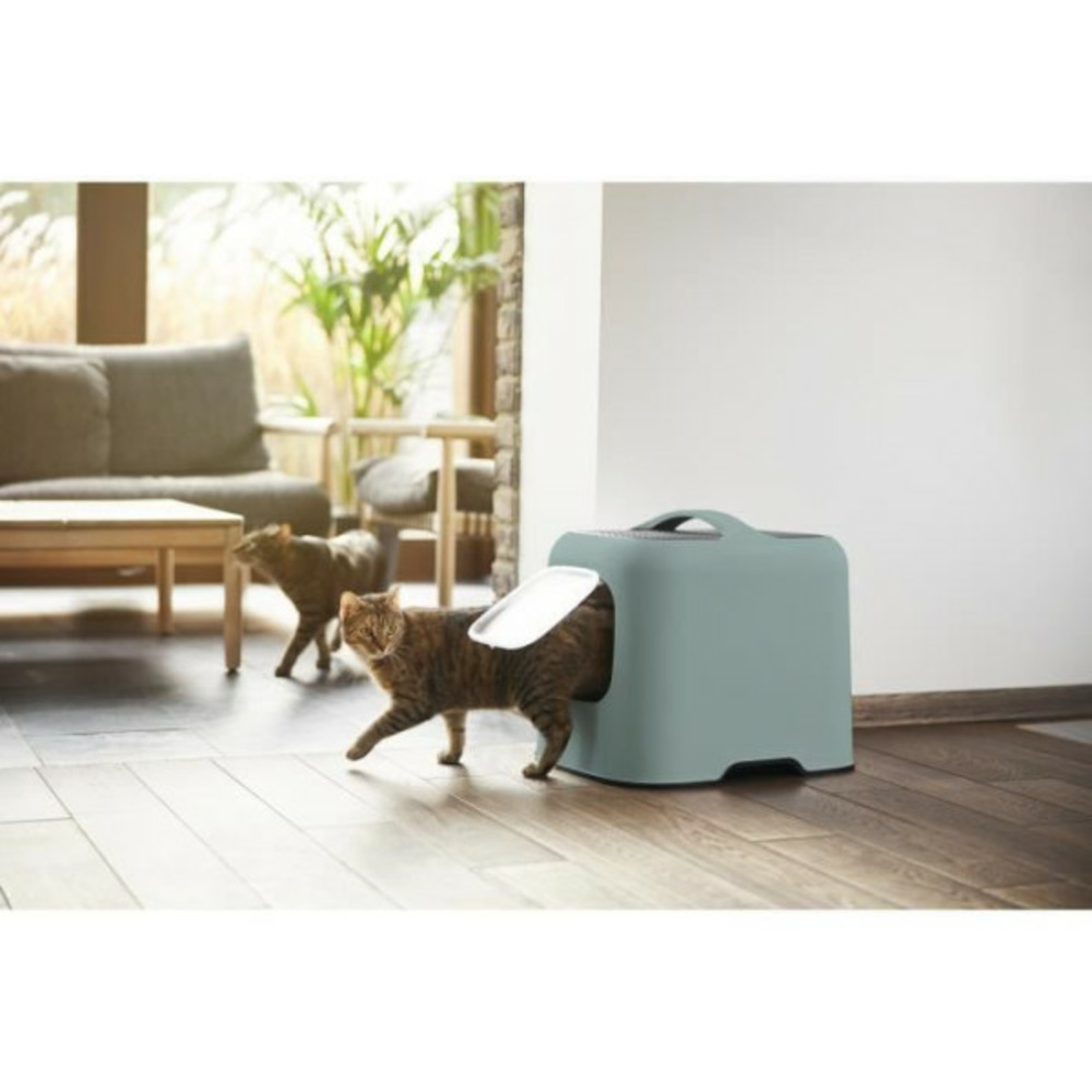 - maison toilette pour chat 57 x 39 x 40 cm - bac a litiere - vert de gui