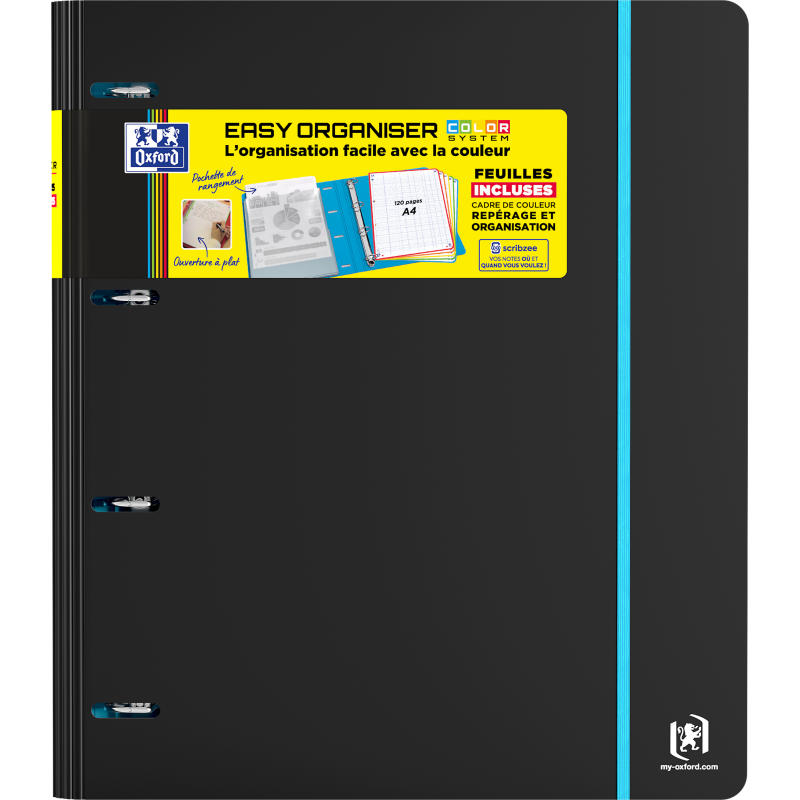 Easy Organiser Oxford Classeur Color System A4 D30 PP +120P Seyes 5Coul