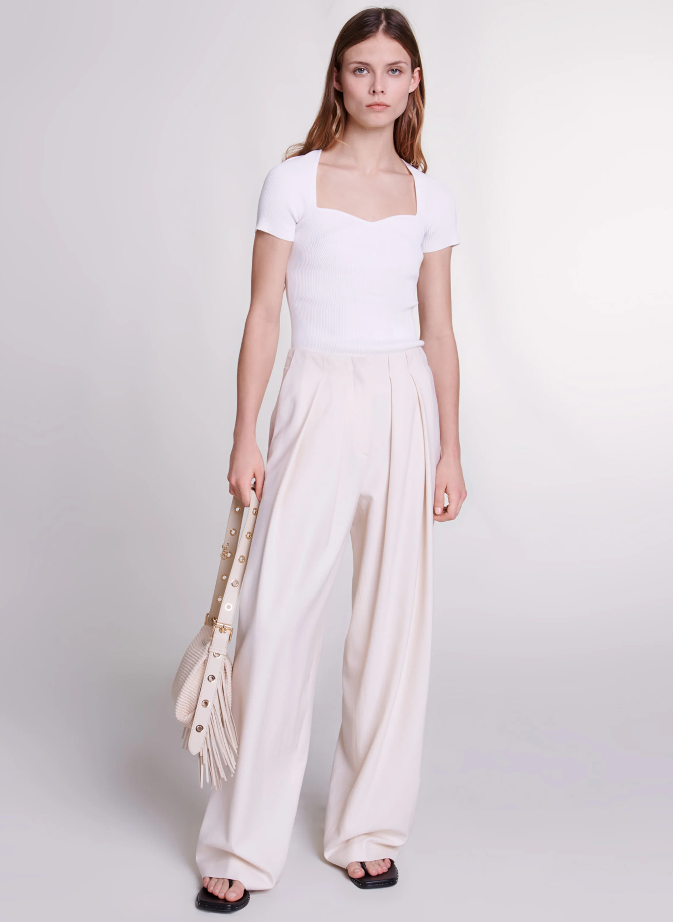 Top moulant en maille | Beige