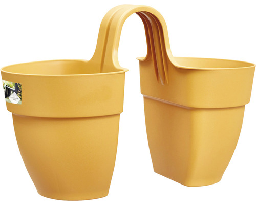elho Vibia Campana Flower Twin 21 bloembak, kunststof, 21 x 38,4 x 26,5 cm, honinggeel