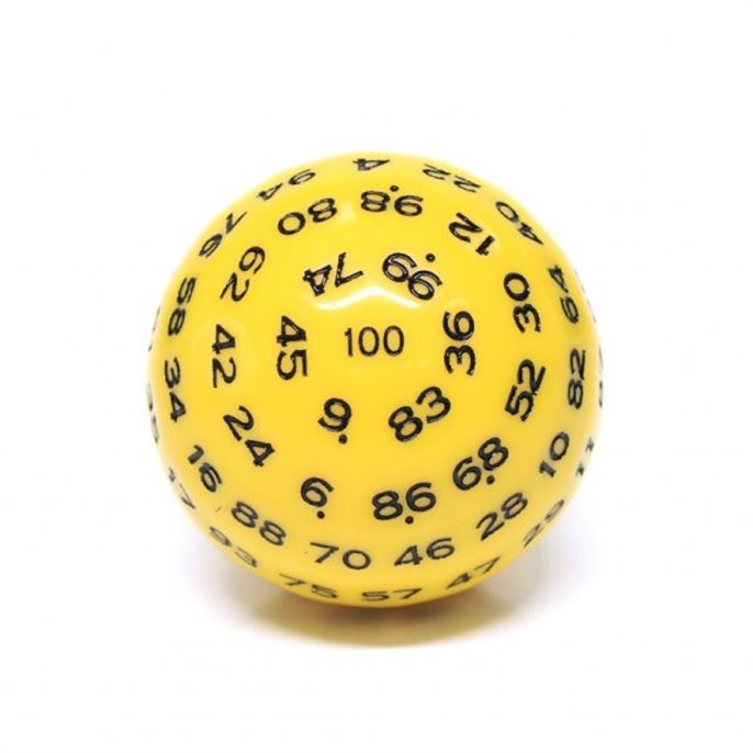 Dé 100 faces : Jaune  et  Noir