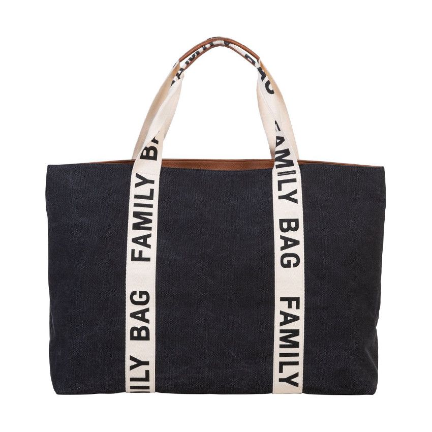 Sac à langer signature + pochette Family Bag noir - Ecru
