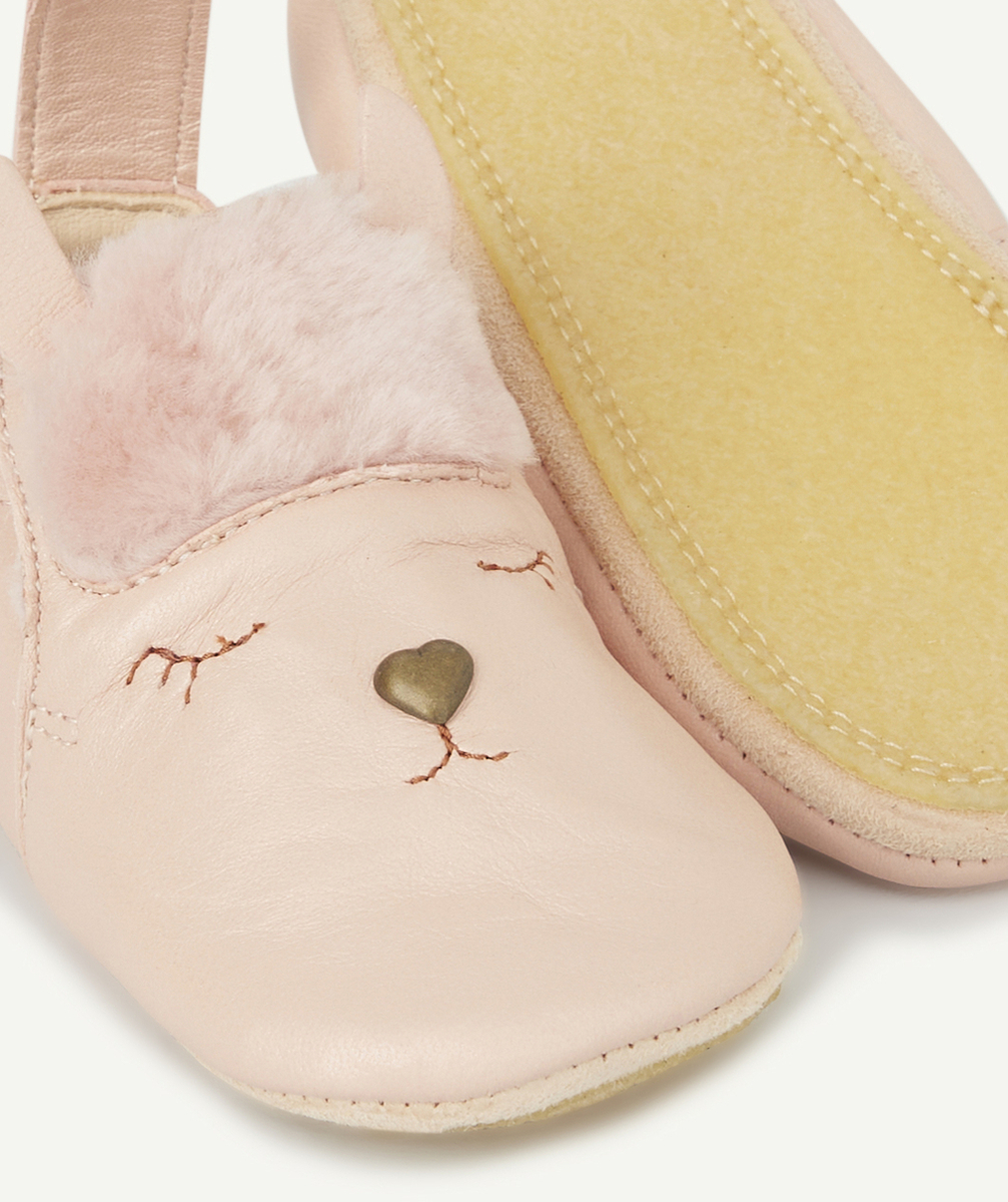 EASY PEASYCHAUSSONS EN CUIR ROSE AVEC ALPAGA