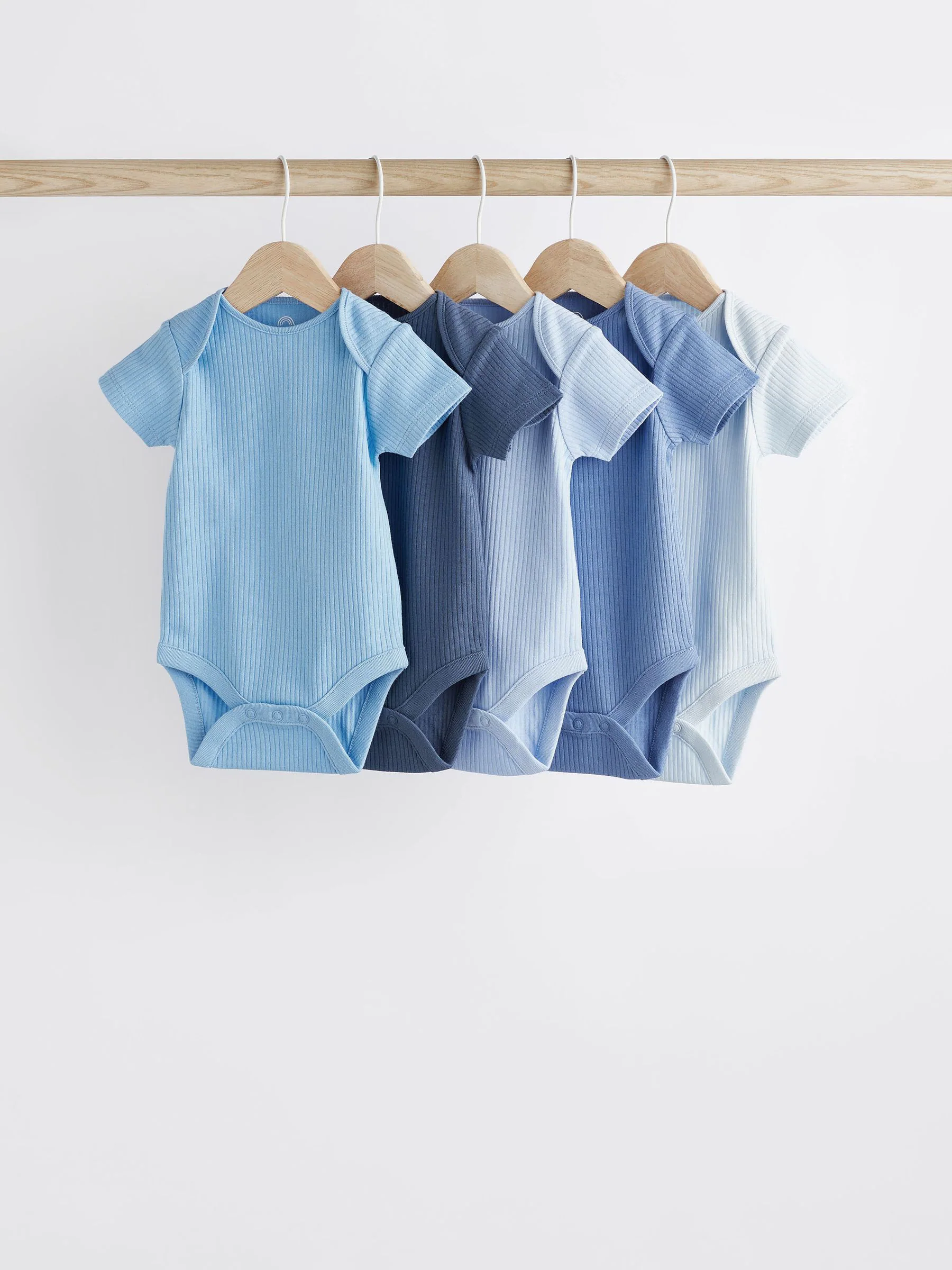 Blauw - Set van 5 babyrompertjes met korte mouwen