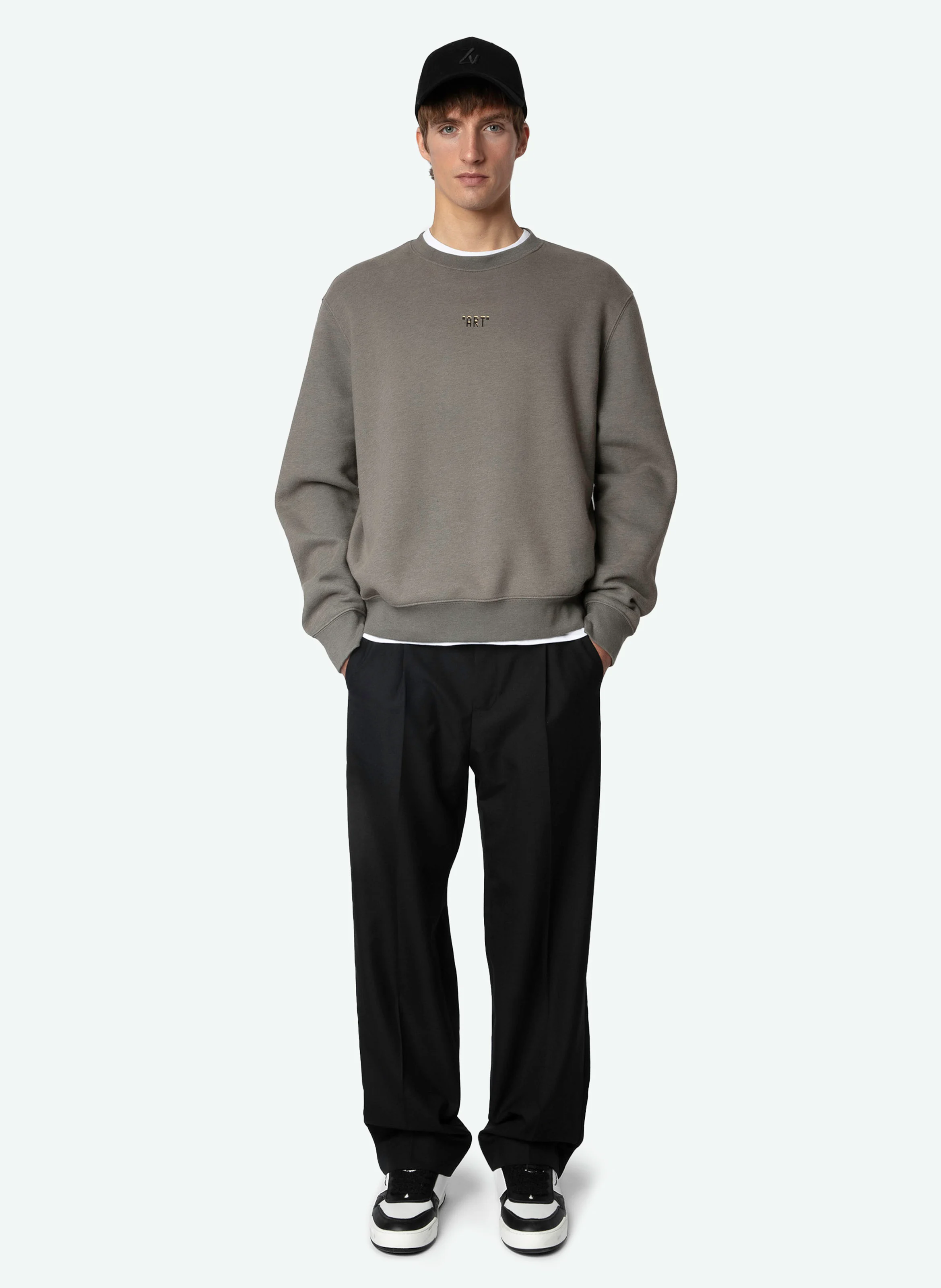 SIMBA - Sweatshirt droit en coton bio mélangé sérigraphié | Gris