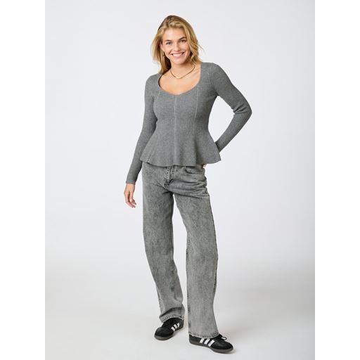 Neo Noir Sorene Knit Bluse, Dark Grey Melange, 40