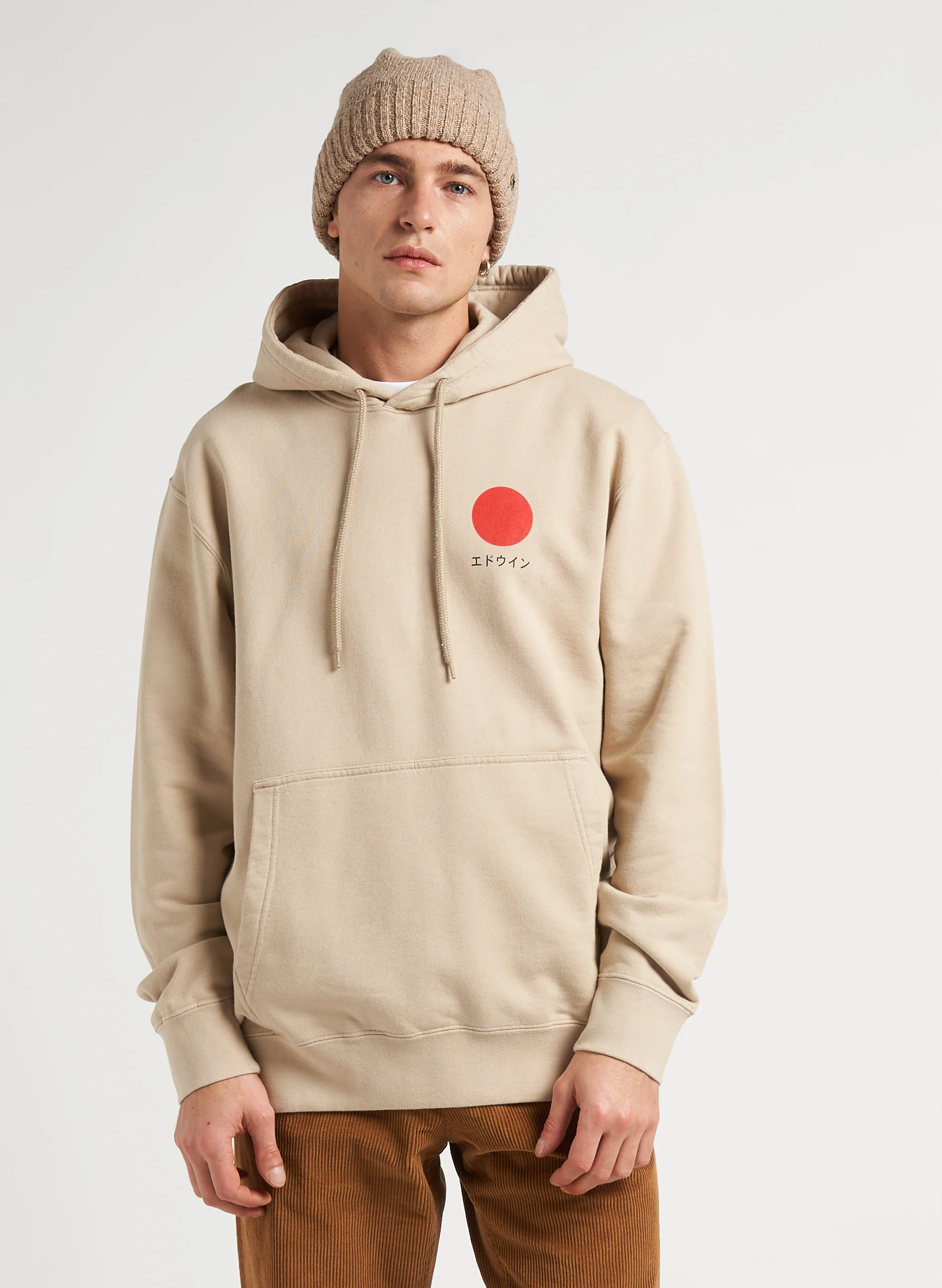 Sweat à capuche imprimé en coton| Beige