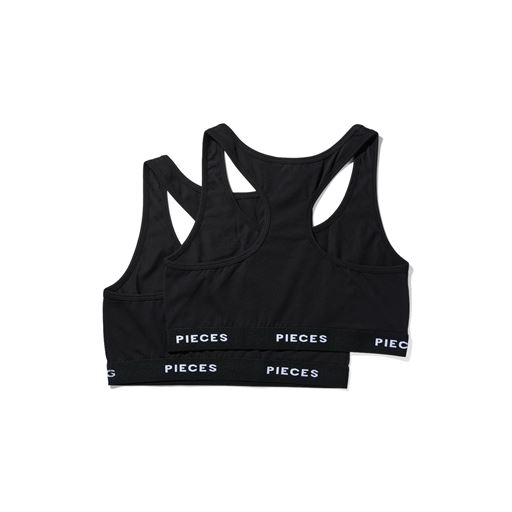 Pieces Logo Lady 2-pak BH, Black, L