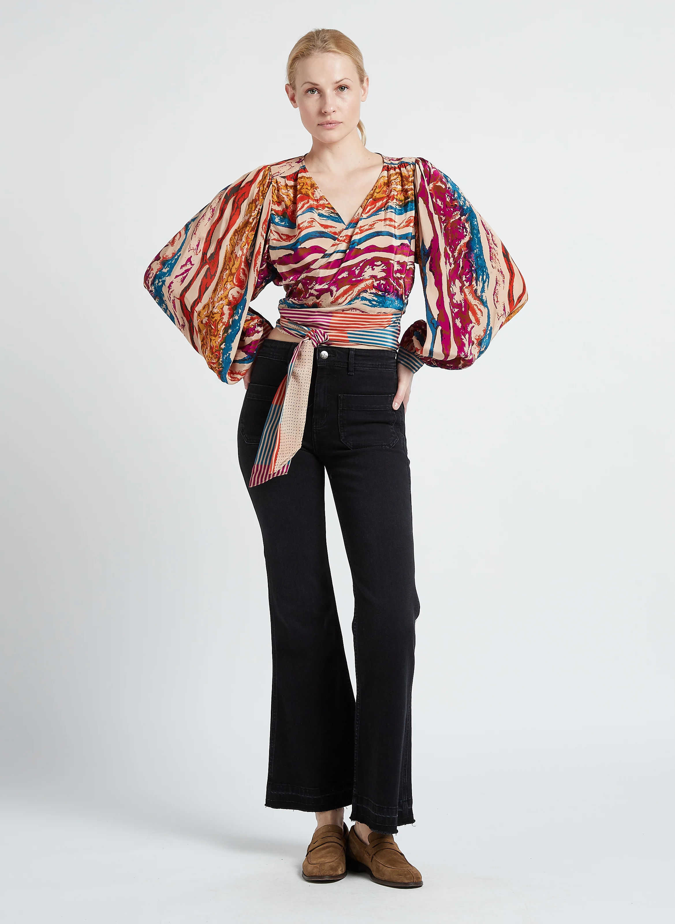 FRAISE - Jean flare en coton délavé | Noir