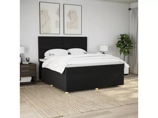 Sommier à lattes de lit avec matelas Noir 180x200 cm Tissu