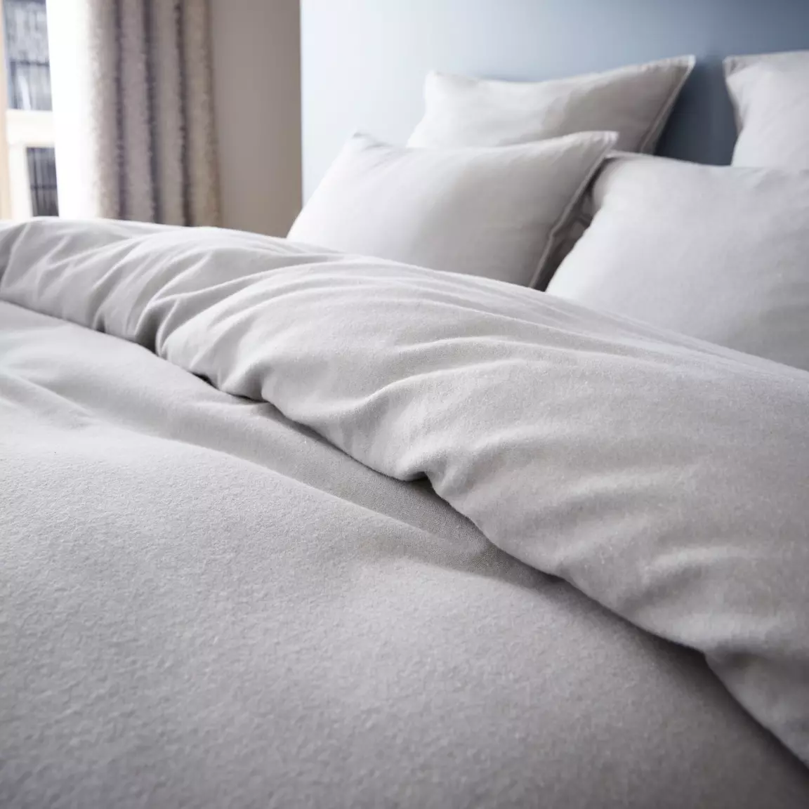 Housse de couette flanelle de coton (200 x 200 cm) Théa Gris clair