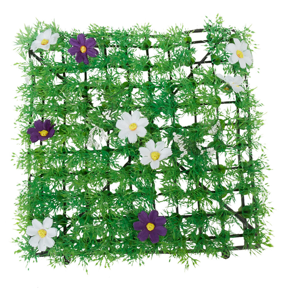 Dalle de gazon artificiel fleurs jaunes violettes blanches