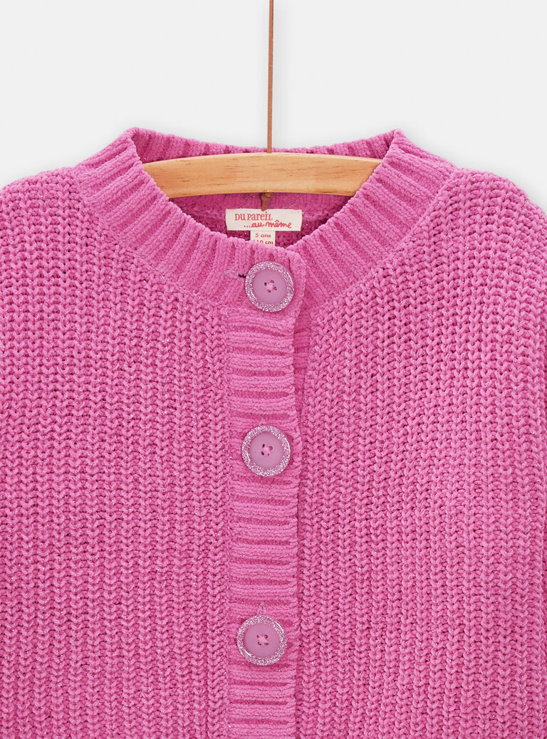 Cardigan en maille rose fuchsia pour fille